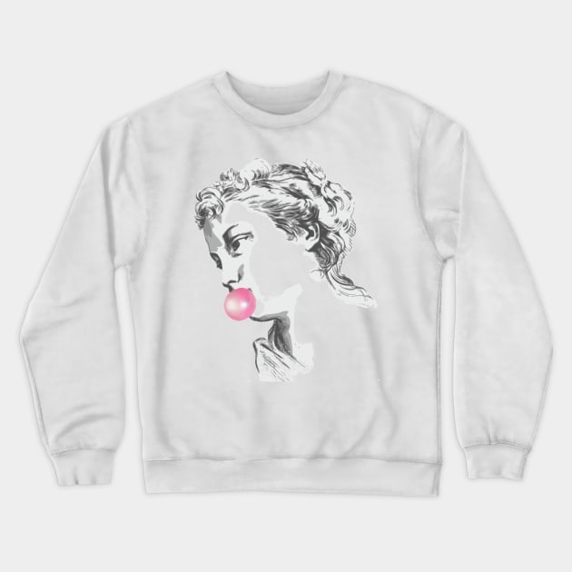 Vintage Ancient Goddess Sculpture with Chewing Gum Crewneck Sweatshirt by XOZ